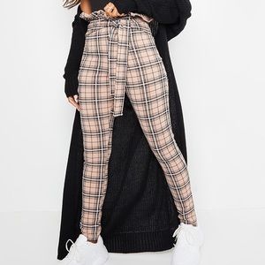 Pretty Little Thing Check Paperbag Skinny Pants